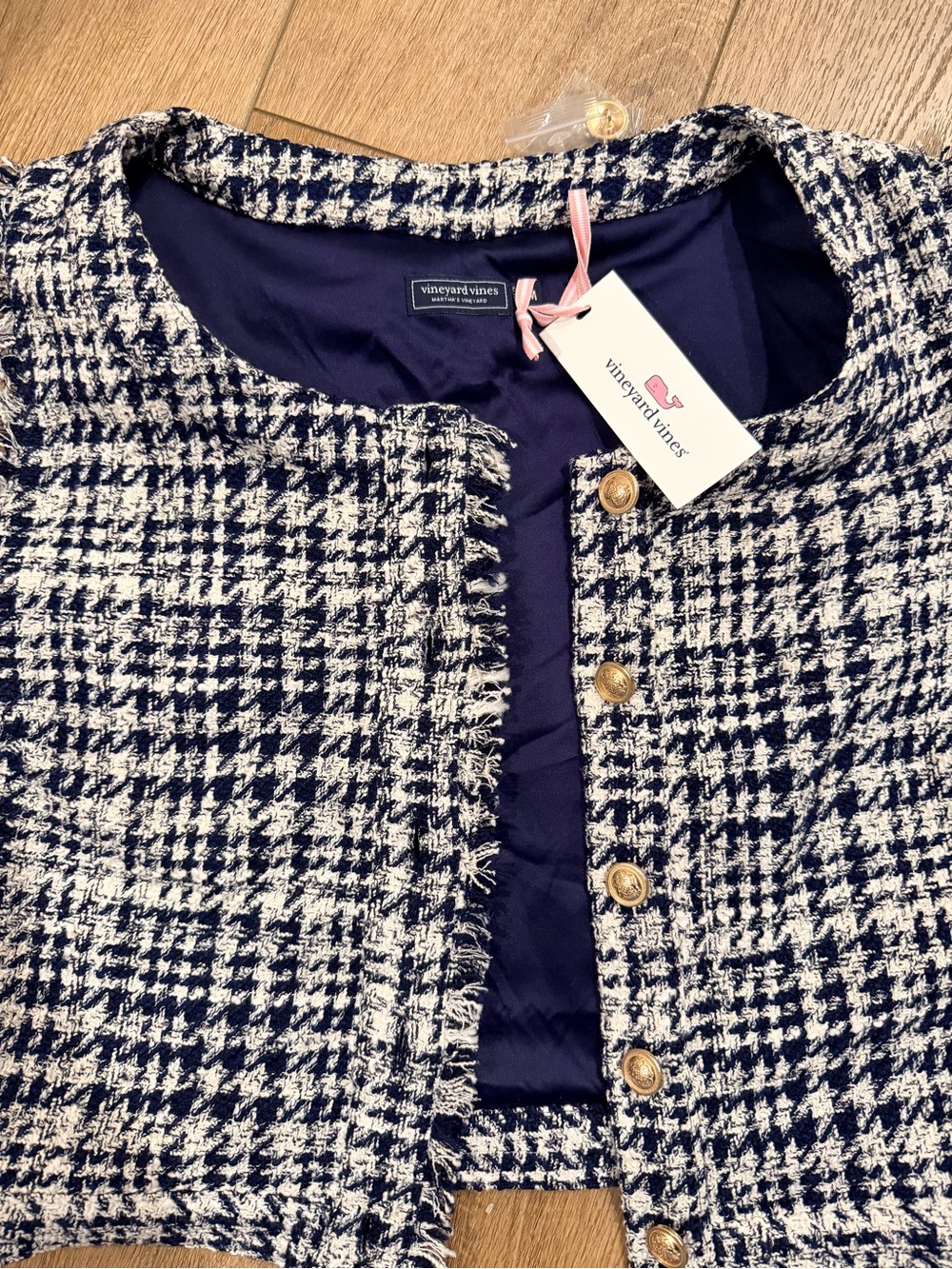 Vineyard Vines Navy and White Checkered Sleeveless Top